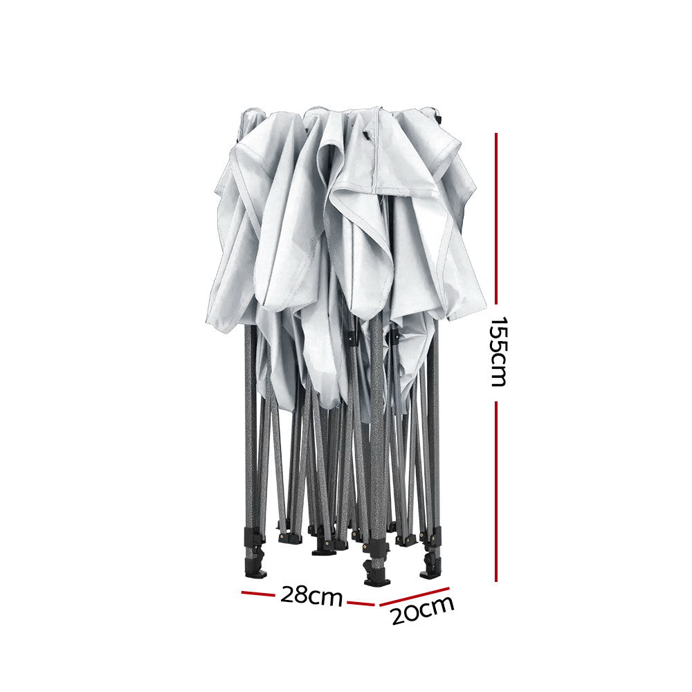 Gazebo Pop Up | 3x4.5m | w/Base Podx4 | Marquee Folding Outdoor Wedding Camping Tent | Shade Canopy | White