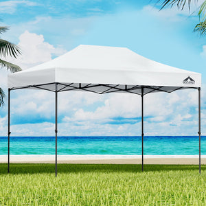 Gazebo Pop Up | 3x4.5m | w/Base Podx4 | Marquee Folding Outdoor Wedding Camping Tent | Shade Canopy | White
