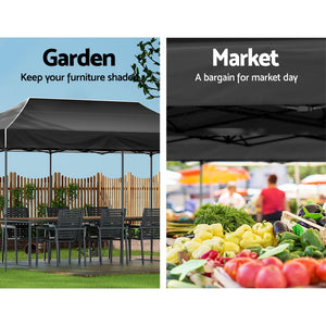Gazebo Pop Up Marquee | 3x6 | Folding Tent | Wedding | 500D | Camping | Black
