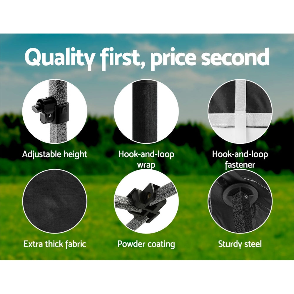 Gazebo Pop Up Marquee | 3x6 | Folding Tent | Wedding | 500D | Camping | Black