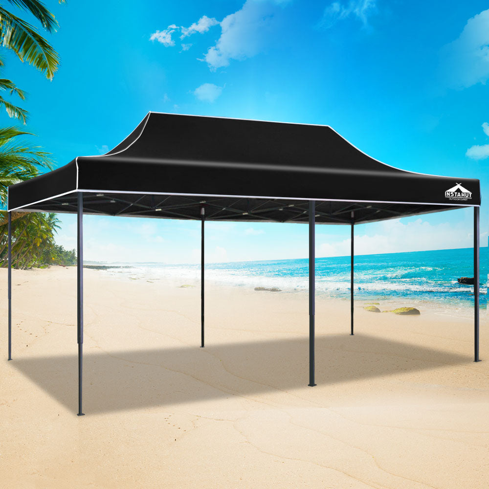 Gazebo Pop Up Marquee | 3x6 | Folding Tent | Wedding | 500D | Camping | Black