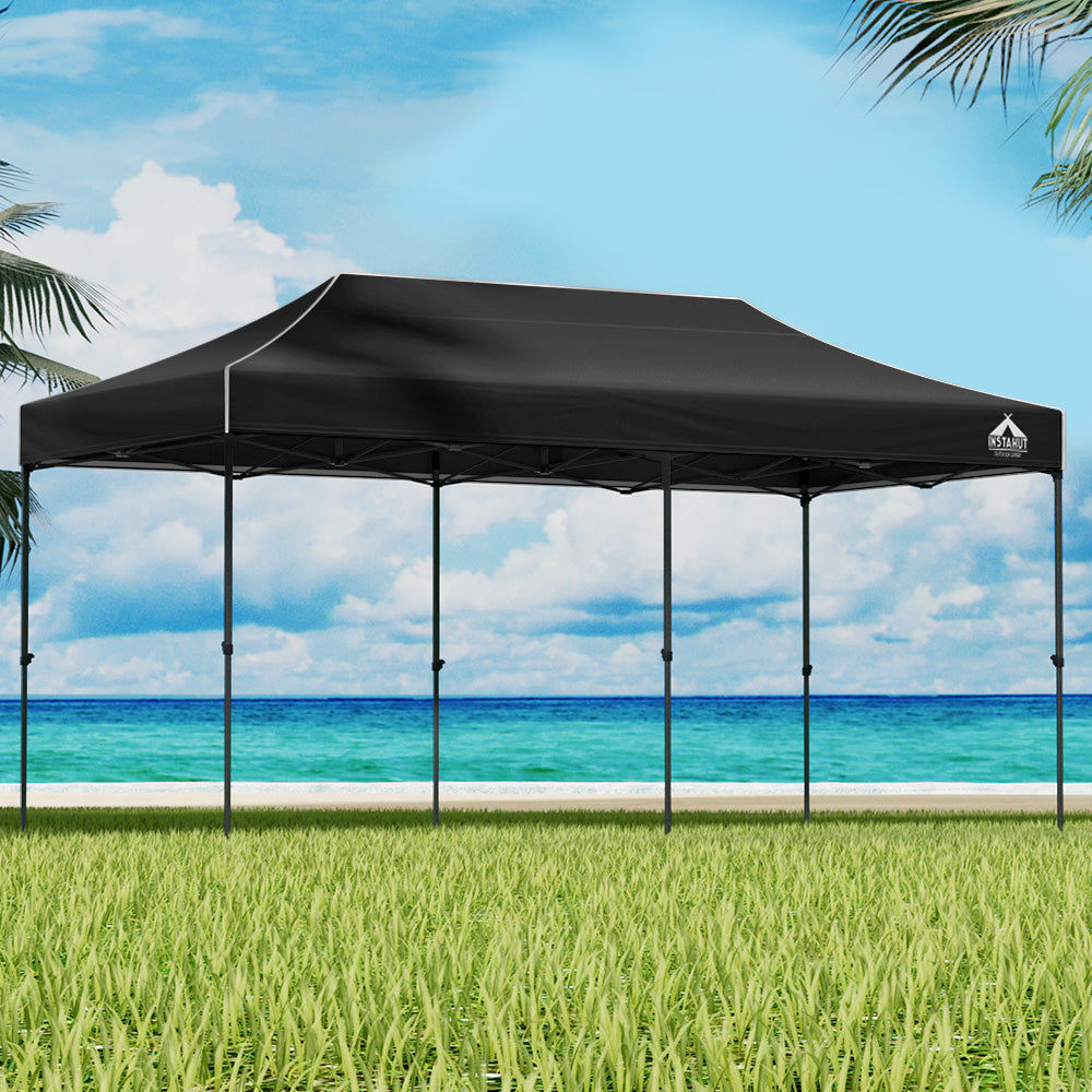 Gazebo Pop Up Marquee | 3x6 | Folding Tent | Wedding | 500D | Camping | Black