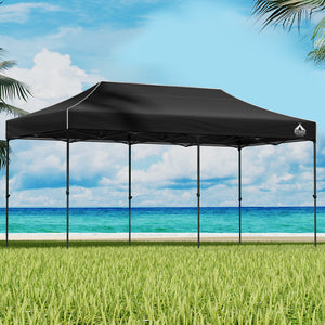 Gazebo Pop Up Marquee | 3x6 | Folding Tent | Wedding | 500D | Camping | Black