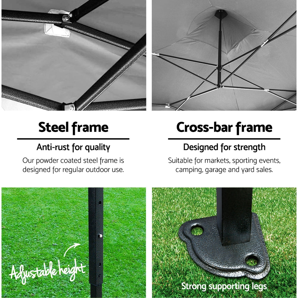 Gazebo Pop Up Marquee | 3x6m | Folding Outdoor | 500D Tent Base Pod | Black
