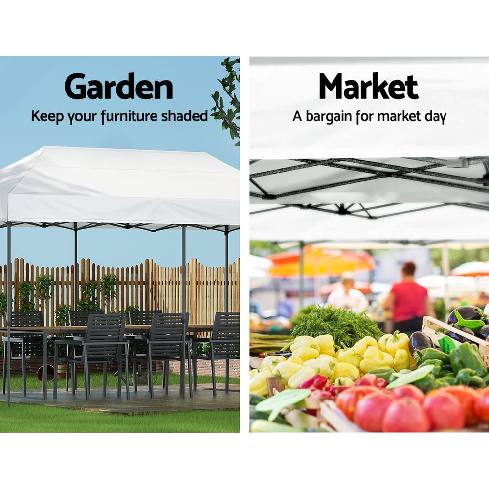 Gazebo Pop Up Marquee | 3x6 | Folding Tent | Wedding | 500D Oxford Fabric | White