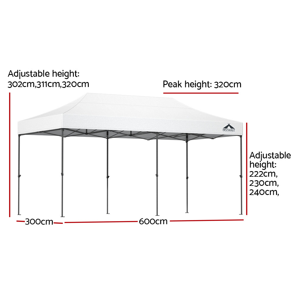 Gazebo Pop Up Marquee | 3x6m | Folding | 500D Wedding Tent Base Pod | White