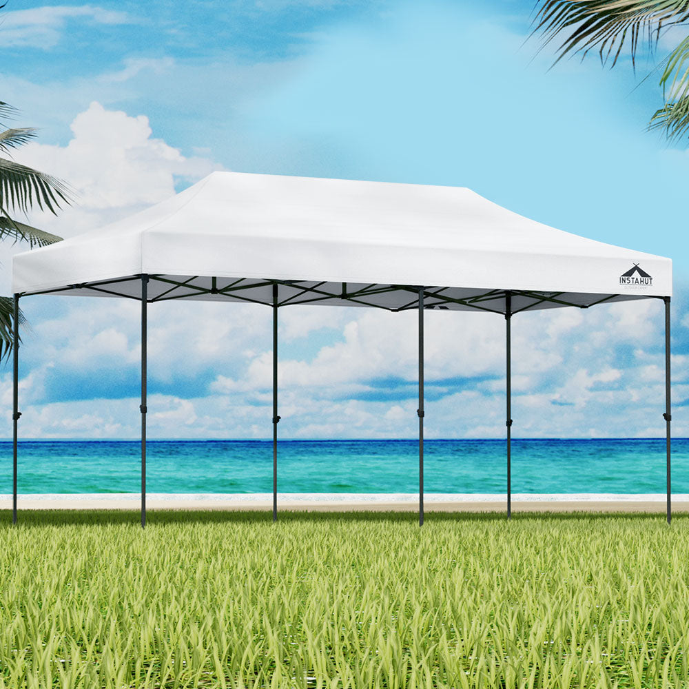 Gazebo Pop Up Marquee | 3x6m | Folding | 500D Wedding Tent Base Pod | White