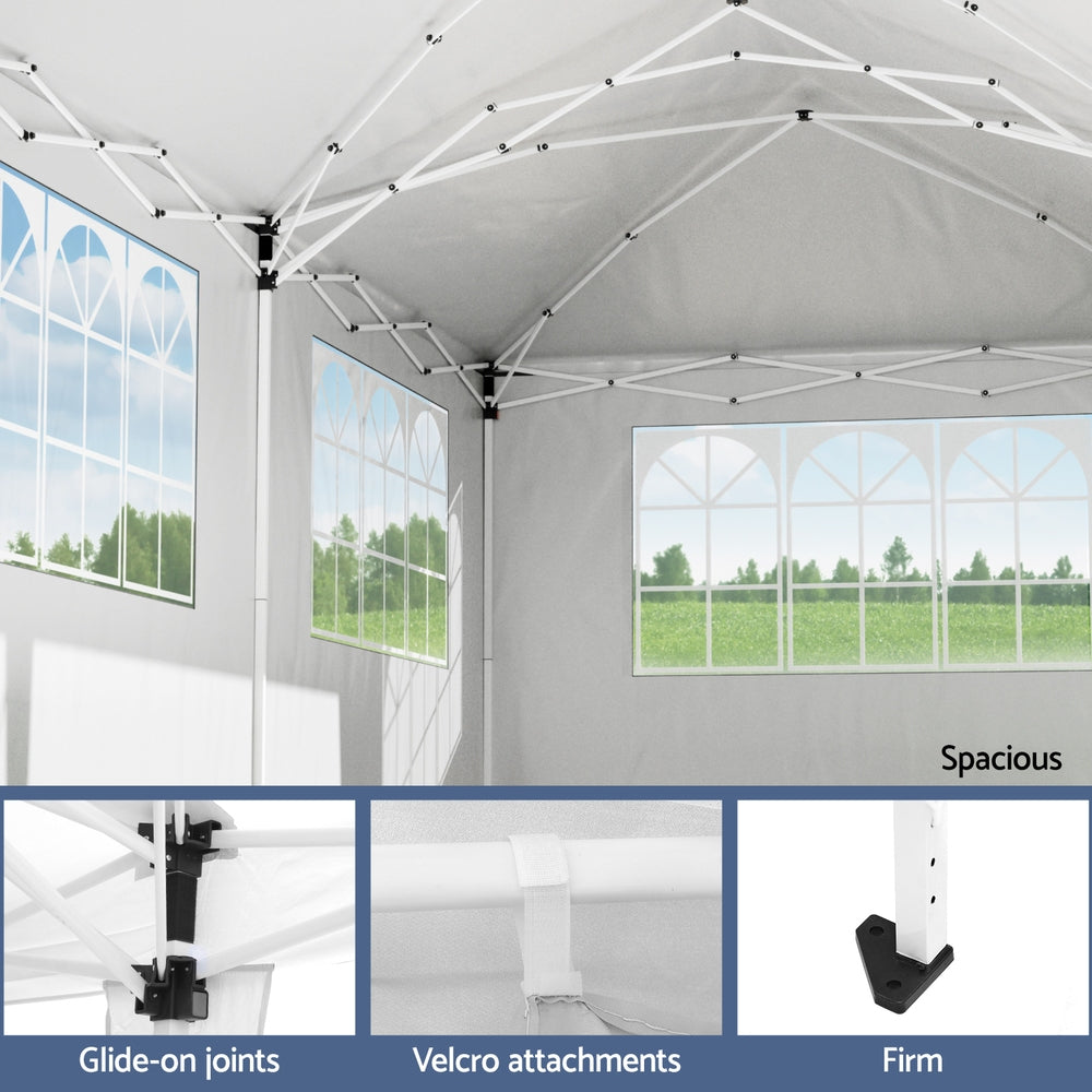 Instahut Gazebo | 3x6m | Pop Up Marquee Tent | Wedding Party Outdoor Canopy | Grey