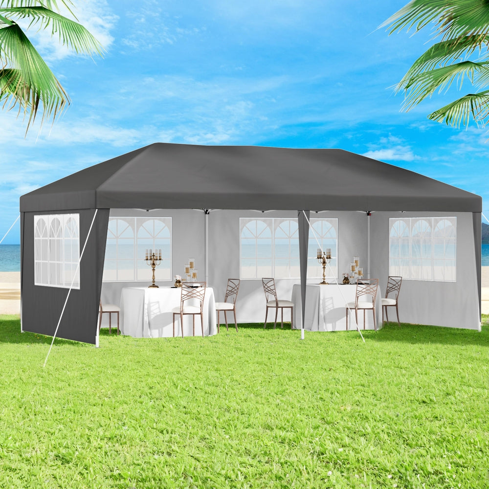 Instahut Gazebo | 3x6m | Pop Up Marquee Tent | Wedding Party Outdoor Canopy | Grey