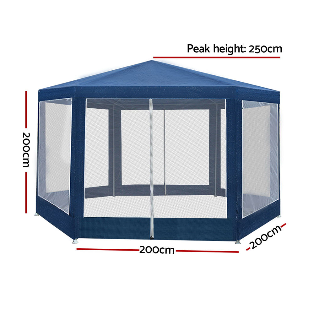 Gazebo | 2x2m | Marquee Wedding Party Tent | Outdoor Camping | Mesh Wall | Canopy Shade | Gazebos | Navy