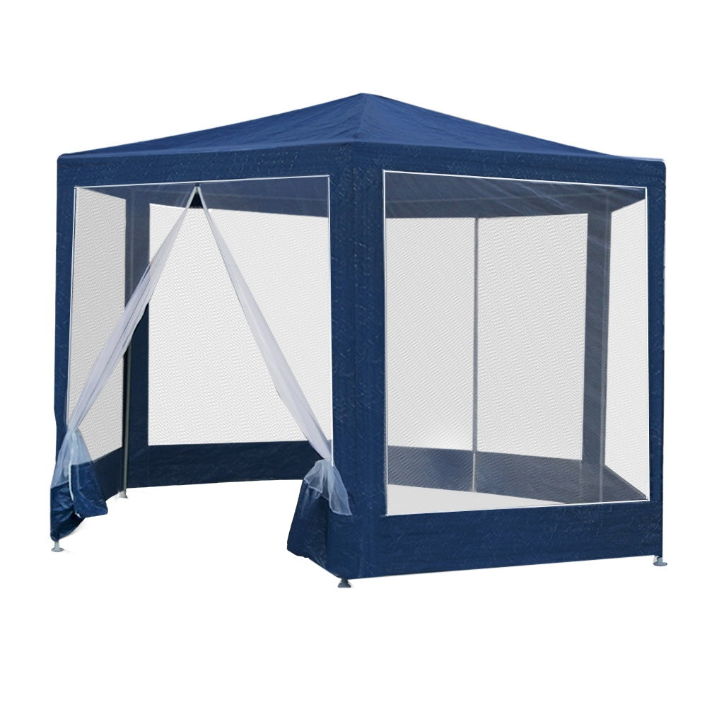 Gazebo | 2x2m | Marquee Wedding Party Tent | Outdoor Camping | Mesh Wall | Canopy Shade | Gazebos | Navy