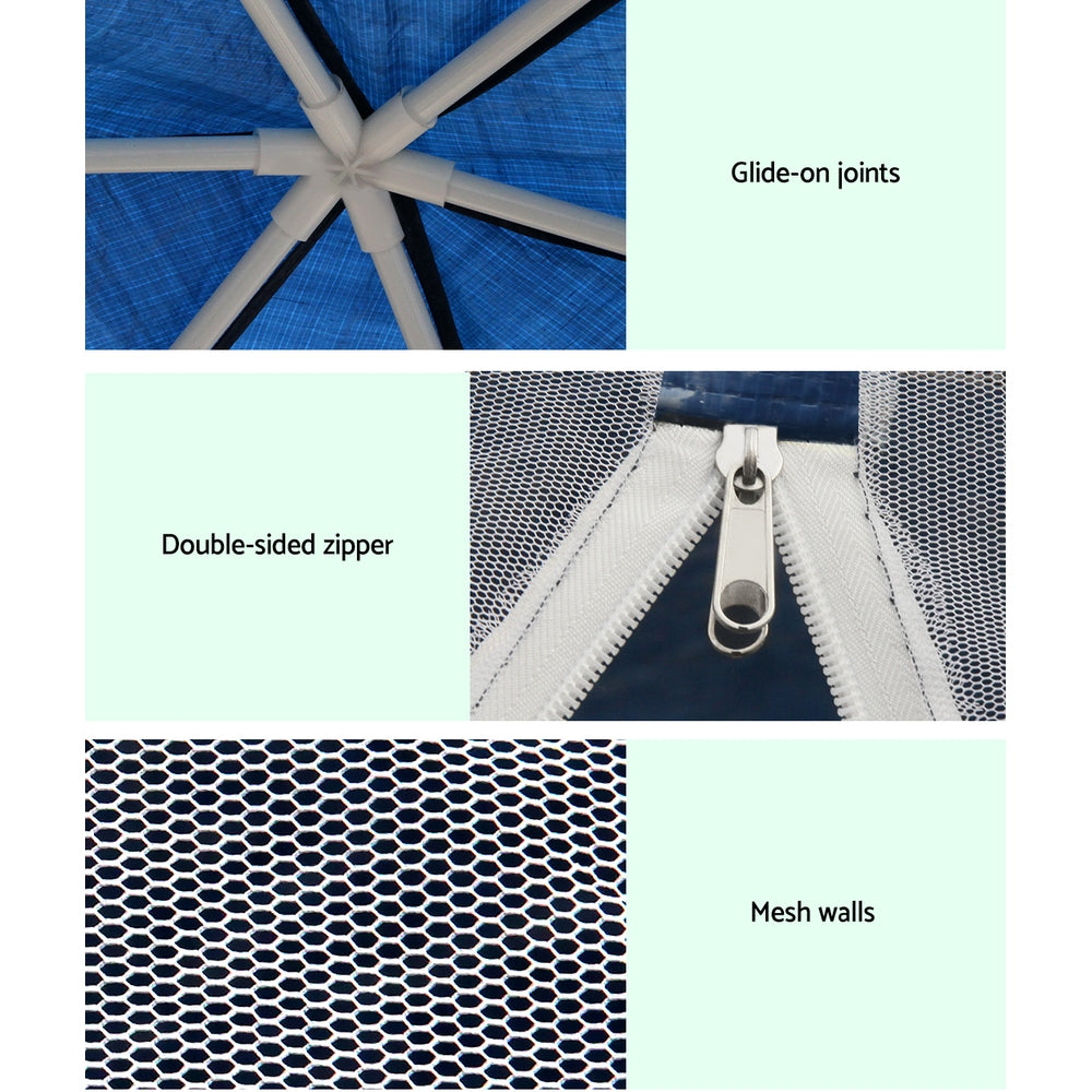 Gazebo | 2x2m | Marquee Wedding Party Tent | Outdoor Camping | Mesh Wall | Canopy Shade | Gazebos | Navy