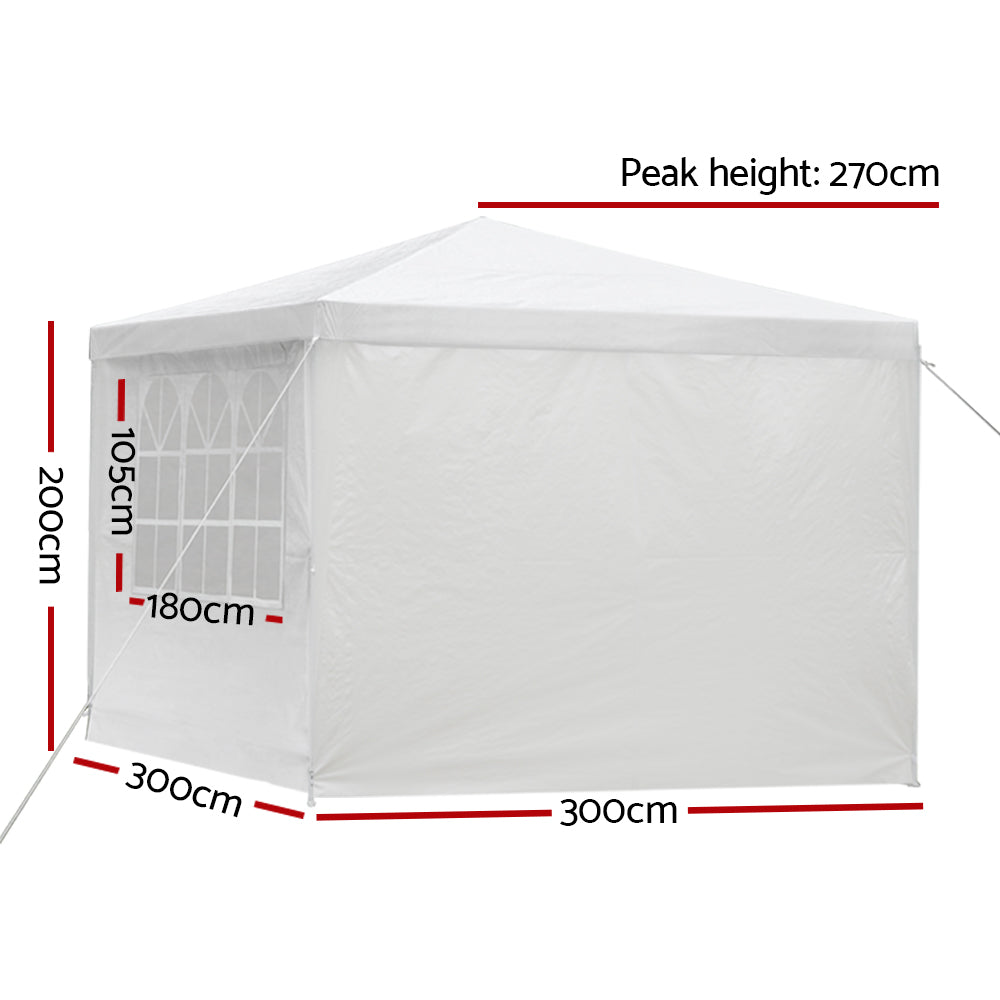 Gazebo | 3x3m | Marquee Wedding Party Tent | Outdoor Camping | Side Wall | Canopy Window Panel | White
