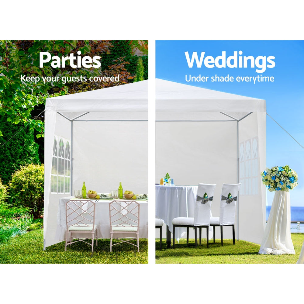 Gazebo | 3x3m | Marquee Wedding Party Tent | Outdoor Camping | Side Wall | Canopy Window Panel | White