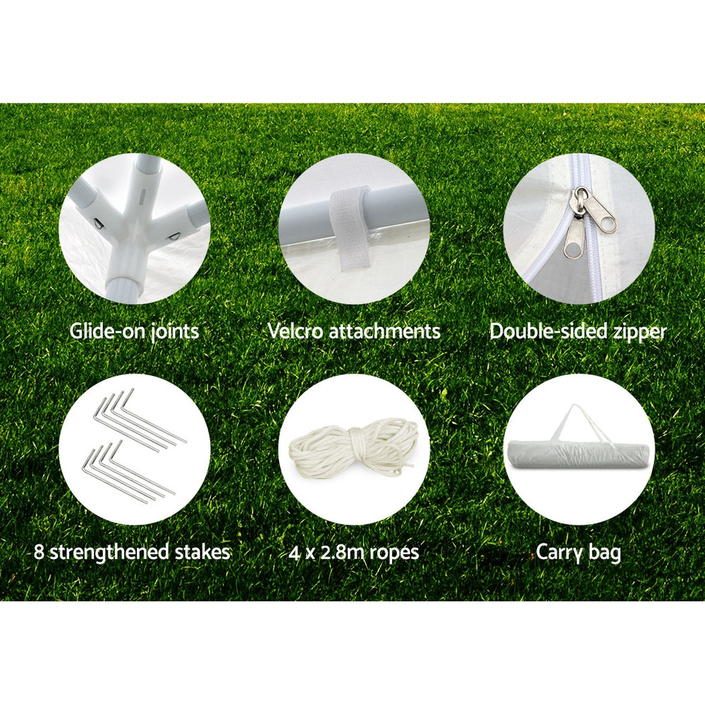 Gazebo | 3x3m | Marquee Wedding Party Tent | Outdoor Camping | Side Wall | Canopy Window Panel | White
