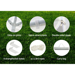 Gazebo | 3x3m | Marquee Wedding Party Tent | Outdoor Camping | Side Wall | Canopy Window Panel | White