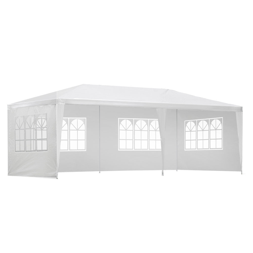 Gazebo | 3x6m | Marquee | Wedding Party Tent | Outdoor Camping | Side Wall Canopy | 4 Panel | White