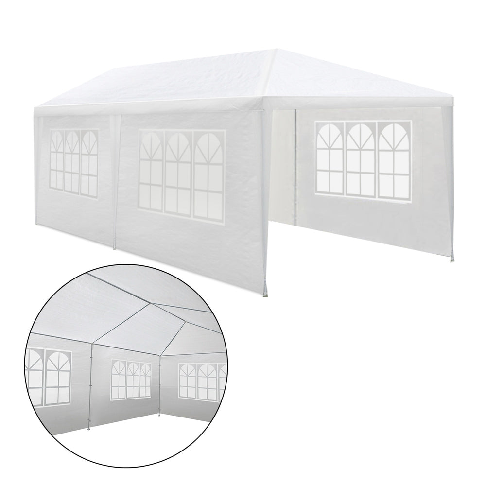 Gazebo | 3x6m | Marquee | Wedding Party Tent | Outdoor Camping | Side Wall Canopy | 4 Panel | White