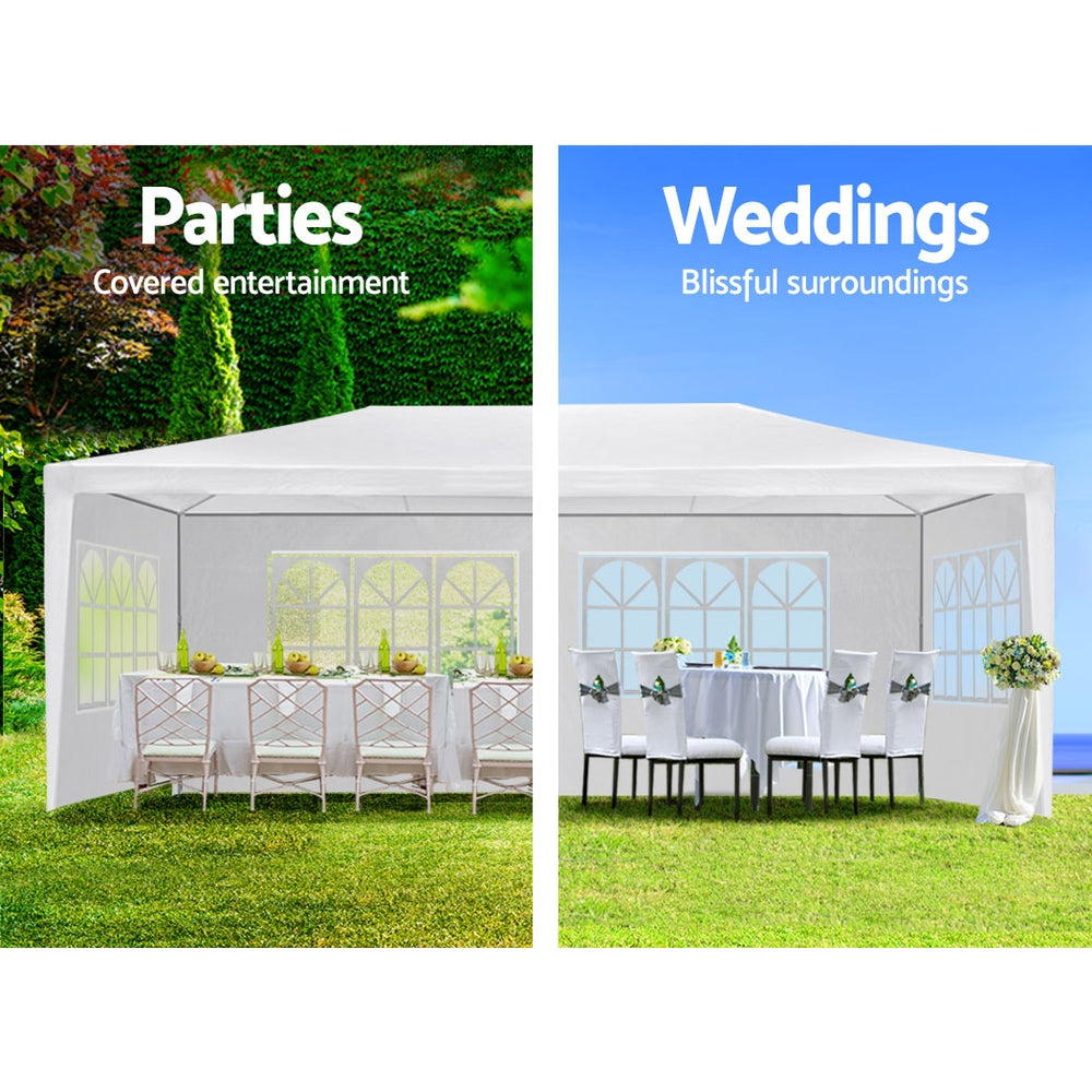Gazebo | 3x6m | Marquee | Wedding Party Tent | Outdoor Camping | Side Wall Canopy | 4 Panel | White