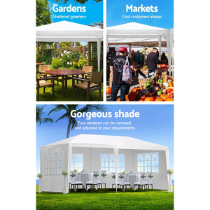 Gazebo | 3x6m | Marquee | Wedding Party Tent | Outdoor Camping | Side Wall Canopy | 4 Panel | White