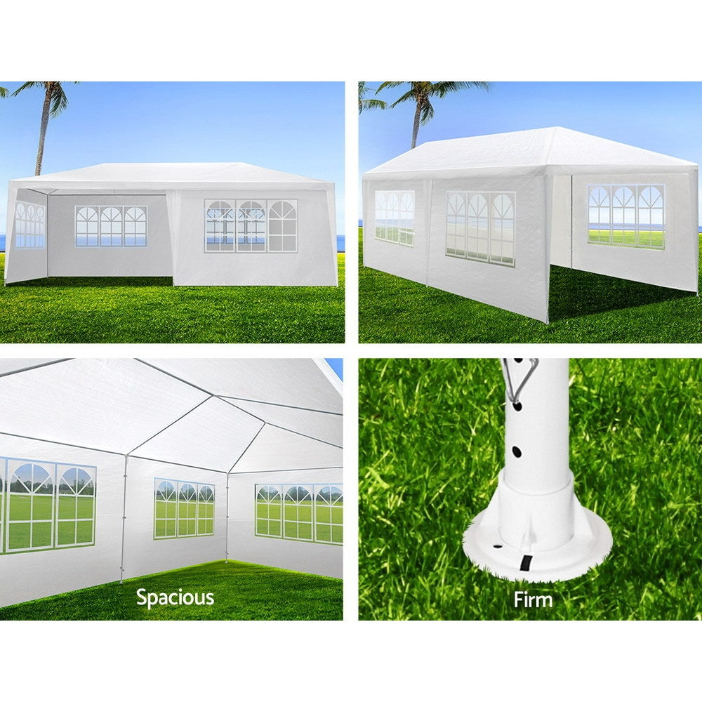 Gazebo | 3x6m | Marquee | Wedding Party Tent | Outdoor Camping | Side Wall Canopy | 4 Panel | White