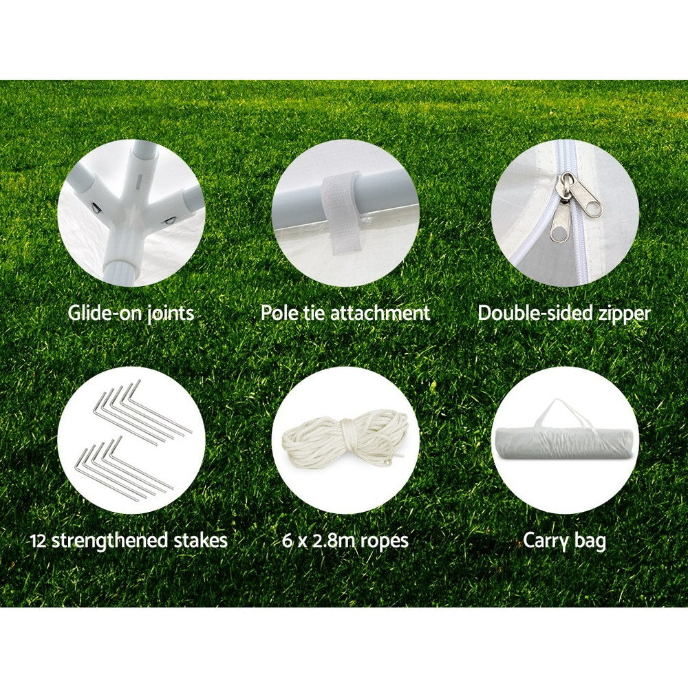 Gazebo | 3x6m | Marquee | Wedding Party Tent | Outdoor Camping | Side Wall Canopy | 4 Panel | White