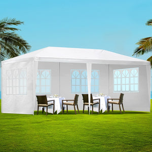 Gazebo | 3x6m | Marquee | Wedding Party Tent | Outdoor Camping | Side Wall Canopy | 4 Panel | White
