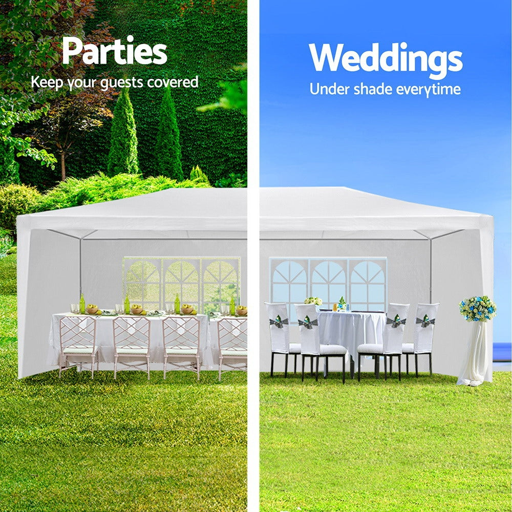 Gazebo | 3x6m | Marquee | Wedding Party Tent | Outdoor Camping | Side Wall Canopy | 6 Panel | White
