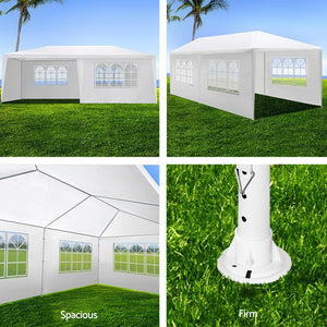 Gazebo | 3x6m | Marquee | Wedding Party Tent | Outdoor Camping | Side Wall Canopy | 6 Panel | White