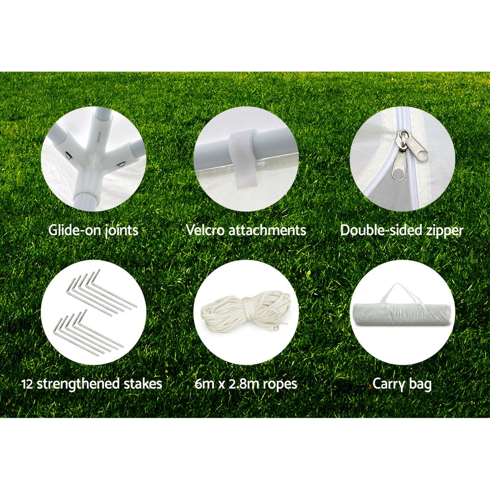 Gazebo | 3x6m | Marquee | Wedding Party Tent | Outdoor Camping | Side Wall Canopy | 6 Panel | White