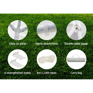 Gazebo | 3x6m | Marquee | Wedding Party Tent | Outdoor Camping | Side Wall Canopy | 6 Panel | White