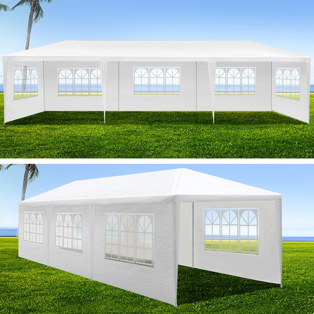 Gazebo | 3x9m | Marquee | Wedding Party Tent | Outdoor Camping | Side Wall Canopy | 8 Panel | White