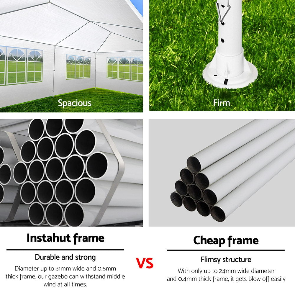 Gazebo | 3x9m | Marquee | Wedding Party Tent | Outdoor Camping | Side Wall Canopy | 8 Panel | White