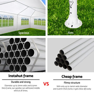 Gazebo | 3x9m | Marquee | Wedding Party Tent | Outdoor Camping | Side Wall Canopy | 8 Panel | White