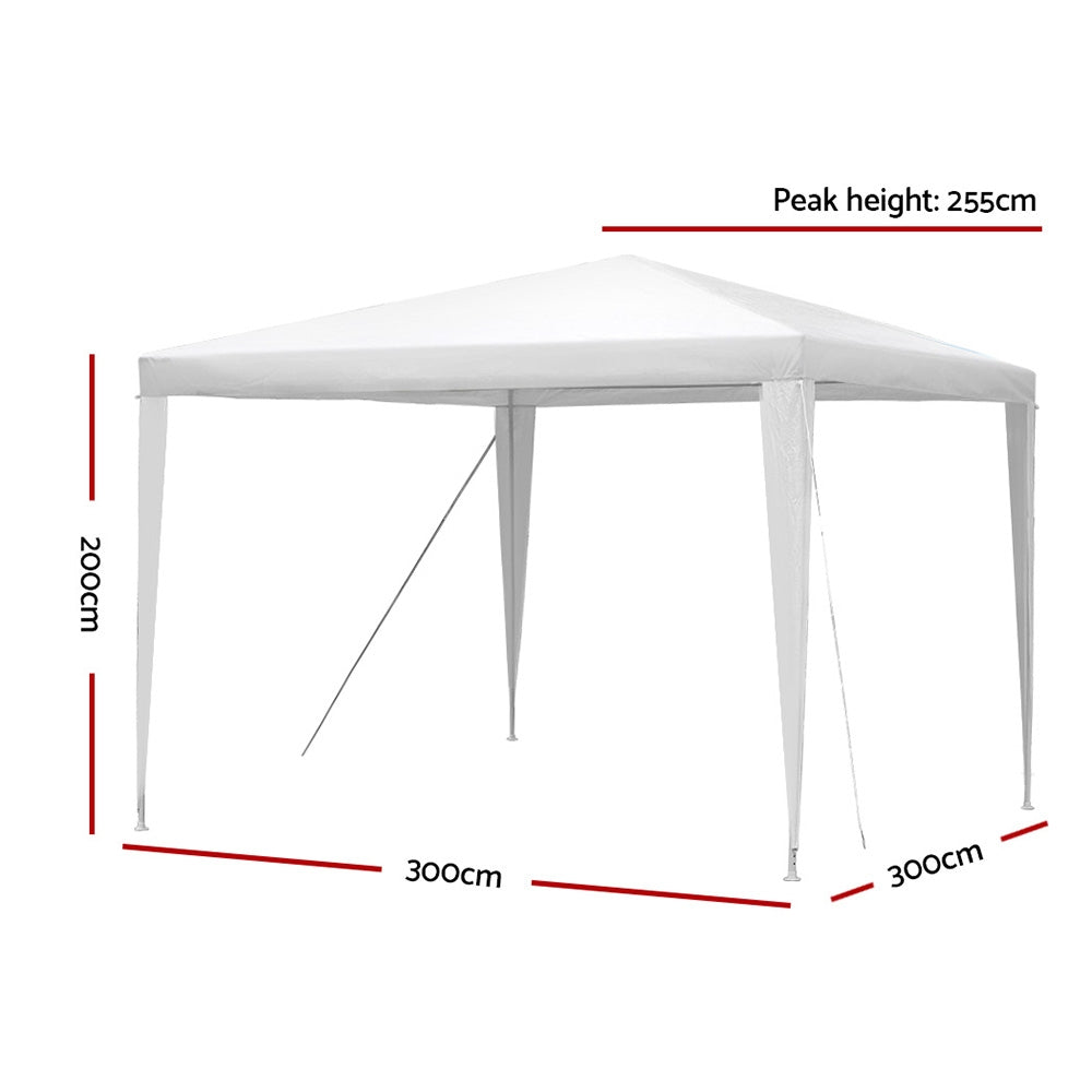 Gazebo | 3x3m | Wedding Party Marquee Tent | Outdoor Event | Camping | Canopy Shade | White
