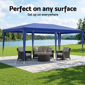 Instahut Gazebo 3x6m Wedding Party Marquee Tent Outdoor Event Camping Canopy Shade Blue