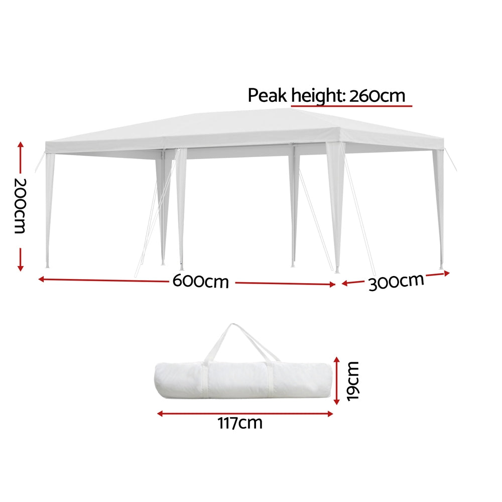 Instahut Gazebo | 3x6m | Wedding Party Marquee Tent | Outdoor Canopy | White