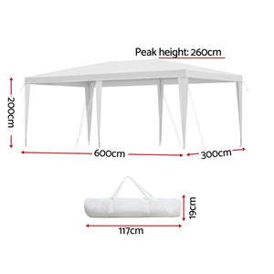 Instahut Gazebo | 3x6m | Wedding Party Marquee Tent | Outdoor Canopy | White