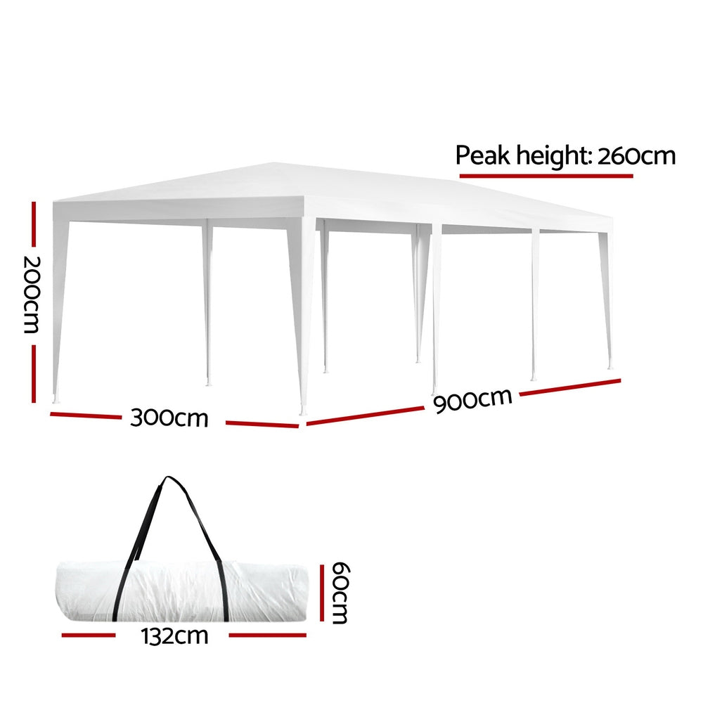Instahut | Gazebo 3x9 | Wedding Party Marquee Tent | Outdoor Event Camping Shade | White