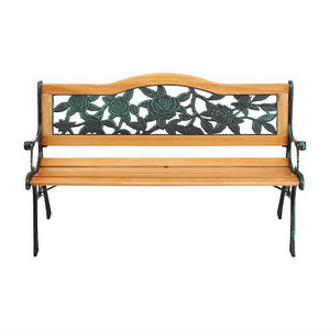 Outdoor Garden Bench Seat | 126cm | Wooden Cast Iron | 3 Seater | Patio Furniture