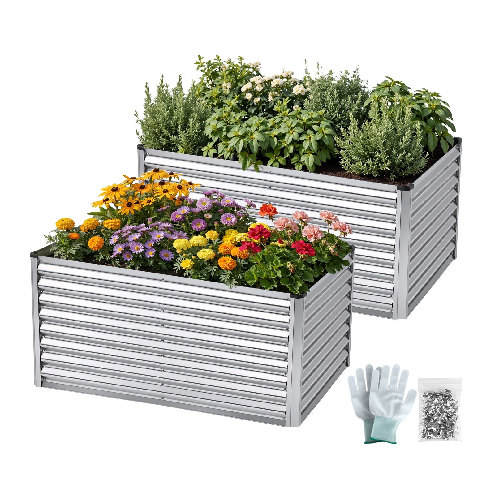 Raised Garden Bed | 2-In-1 Modular Galvanised Planter Box | 240 x 80 x 60cm