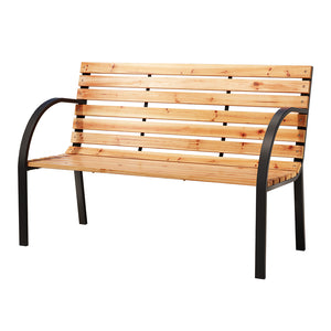 Outdoor Garden Bench Seat | 120cm | Wooden Steel | 2 Seater | Patio Furniture | Natural