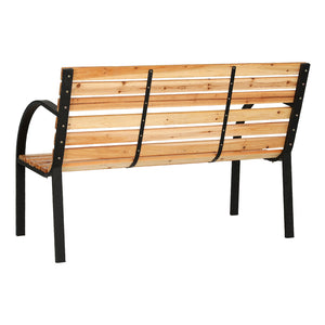 Outdoor Garden Bench Seat | 120cm | Wooden Steel | 2 Seater | Patio Furniture | Natural