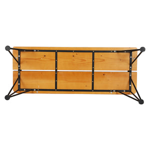 Outdoor Garden Bench Seat | 122cm | Wooden Steel | 3 Seater | Patio Furniture