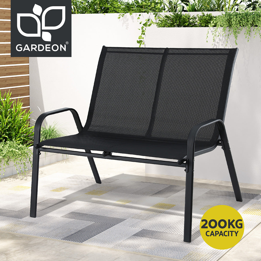 Garden Bench Seat | Steel Outdoor Patio Park Lounge | Black Finish