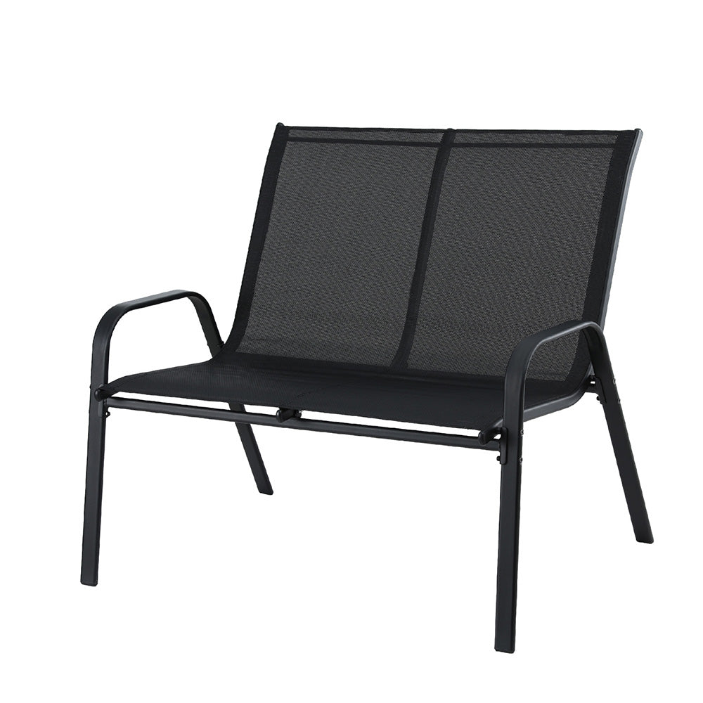 Garden Bench Seat | Steel Outdoor Patio Park Lounge | Black Finish