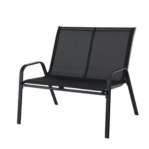 Garden Bench Seat | Steel Outdoor Patio Park Lounge | Black Finish