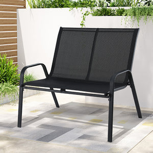 Garden Bench Seat | Steel Outdoor Patio Park Lounge | Black Finish