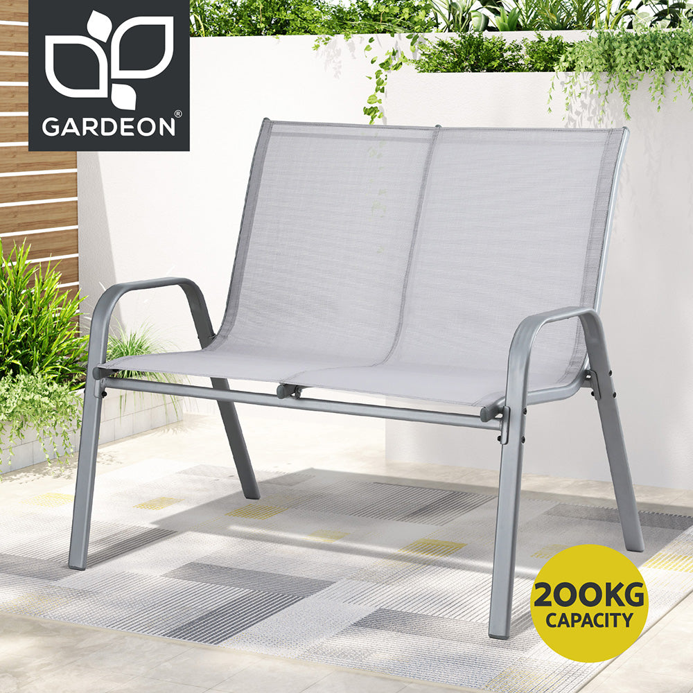 Garden Bench Seat | Steel Outdoor Patio Park Lounge | Grey Finish