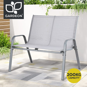 Garden Bench Seat | Steel Outdoor Patio Park Lounge | Grey Finish